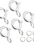 925 Sterling Silver Necklace Clasps - 5Mm Spring Clasps for Jewelry Making, Sterling Silver 4Mm Jump Rings, Jewelry Clasps and Closures, Suitable for Jewelry Making Necklace (Sterling Silver)