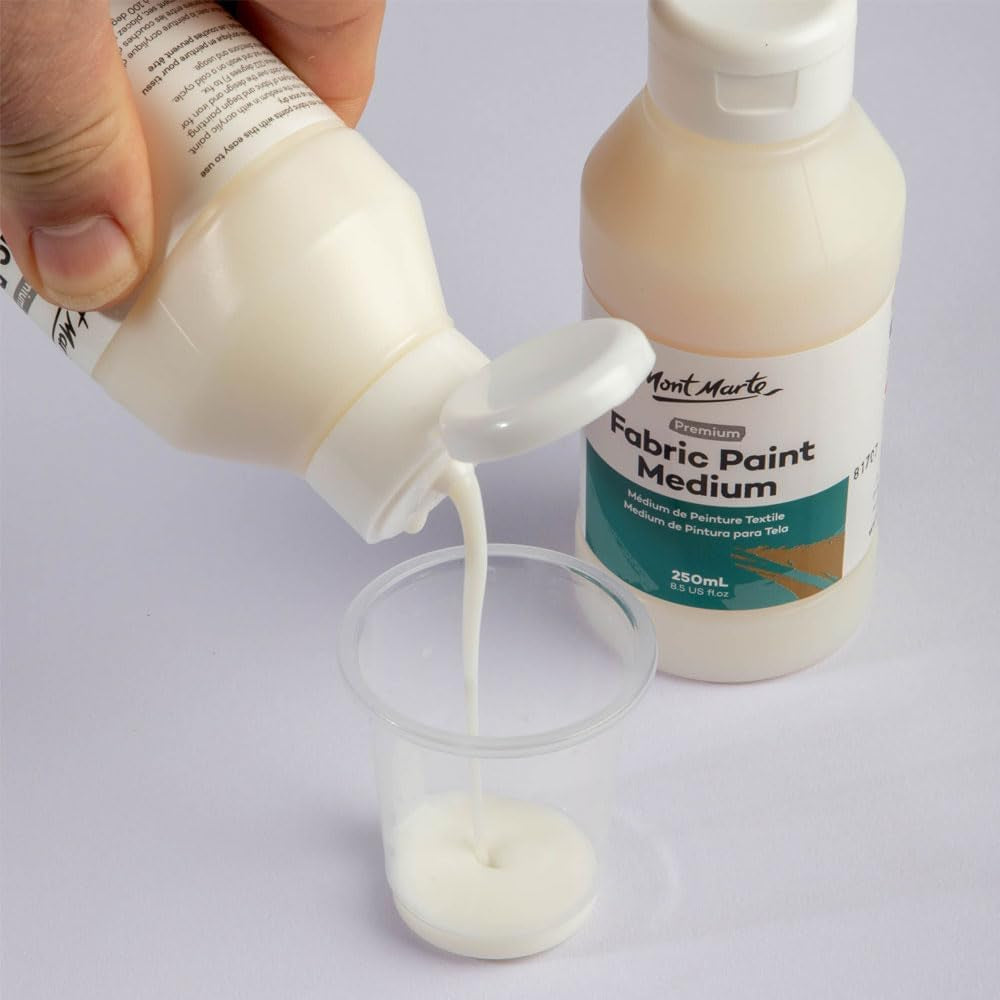 Fabric Paint Medium Premium (8.5 US Fl.Oz), Textile Medium for Fabric Painting, Easy to Use, Prevents Flaking, Ideal for Clothes and Fabric Accessories, Homewares and More