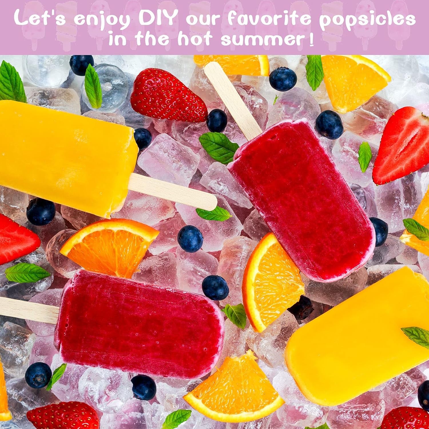300 Pcs Ice Lolly Sticks and Bags Set, Clear Ice Lolly Plastic Bags Ice Lolly Self-Adhesive Plastic Bags and Ice Lolly Sticks, 4.49 Inch, 8.27 X 3.15 Inch