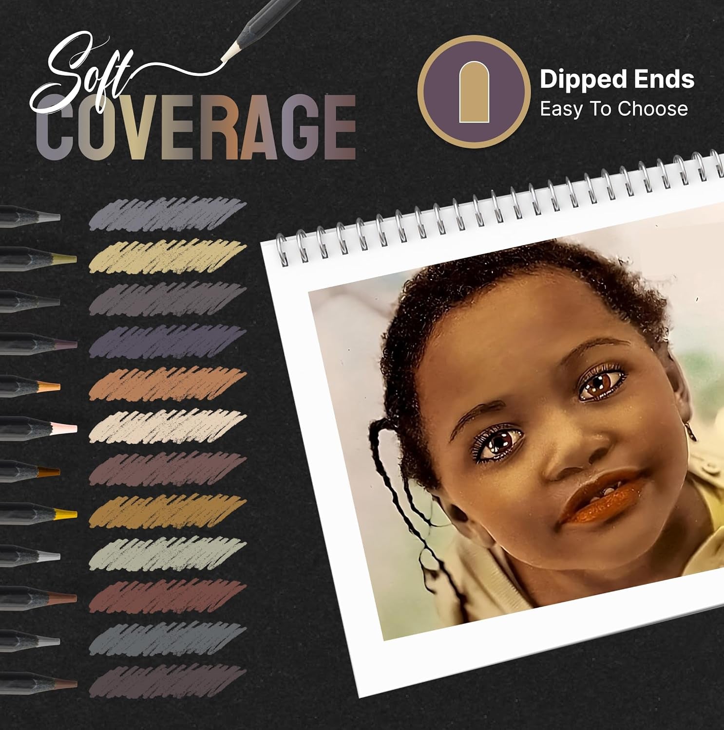 Skin Tone Colored Pencils for Adult Coloring, 12 Color Pencils for Portraits and Skintone Artists, a Complete Color Range of Soft Core Colored Pencils, Now with Light Fast Ratings.