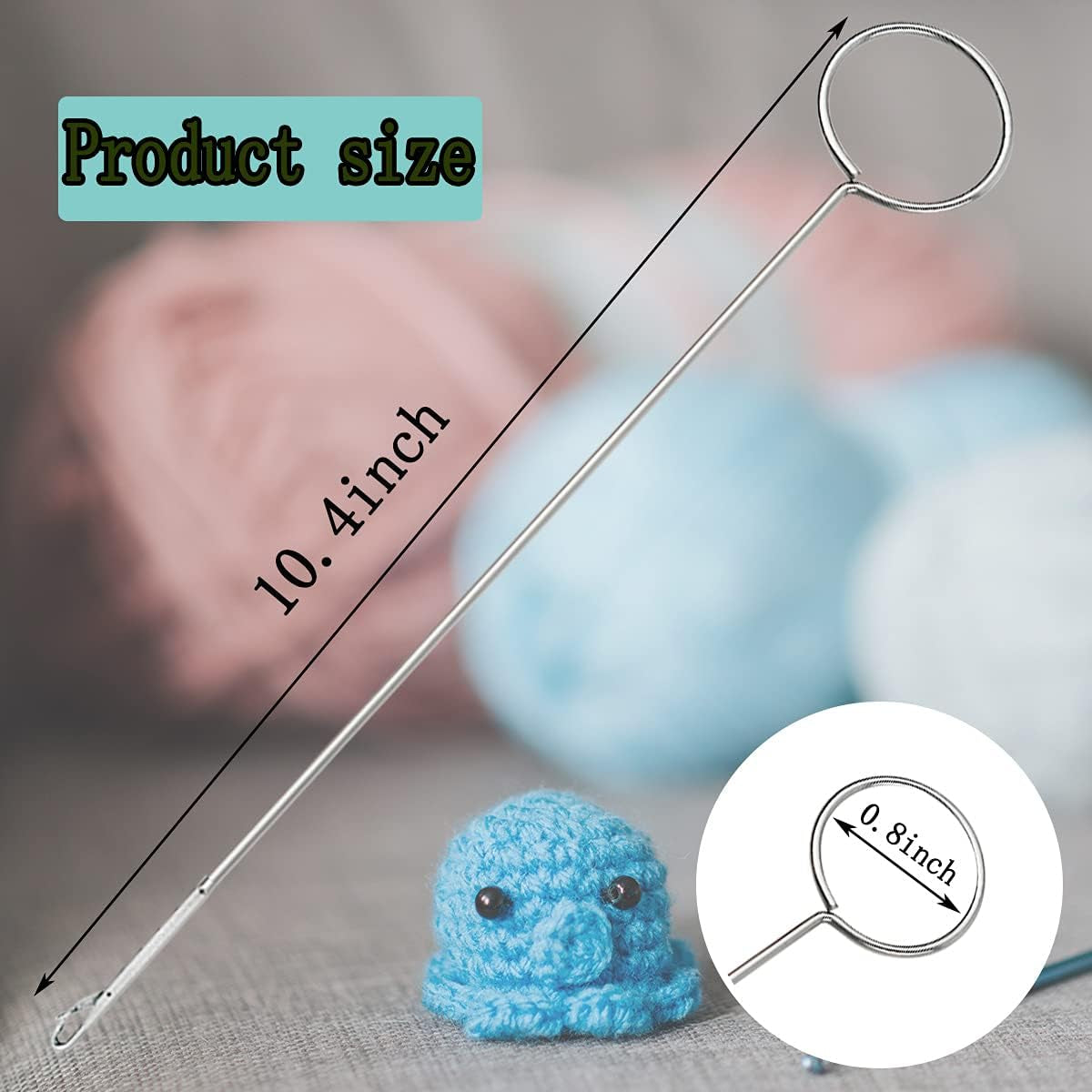 4 Pcs Sewing Loop Turner Hook, Needle Hook with Latch, Tongue Crochet Tool for Fabric Belts Strips Tube Straps DIY Accessories