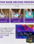 Soap Making Kit for Adults, Make Your Own Soap with Melt and Pour Diy Natural Soap Supplies; 6 Essential Oils, Silicone Soap Mold, Spoon, Dried Flowers, 2Lbs. Shea Butter Soap Base, 4 Colors, 9 Labels