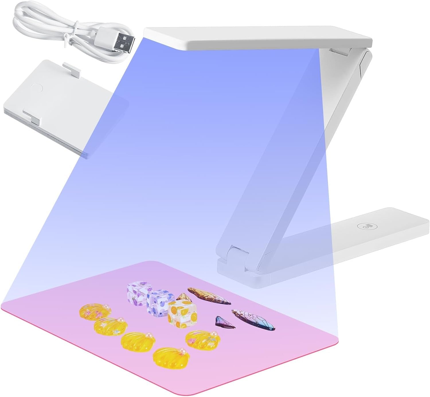 UV Light for Resin Curing Foldable UV Resin Light with 18 Lamp Beads Large UV Lamp with Silicone Pad for Resin Molds, Jewelry Making, DIY Crafts Supplies
