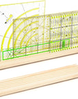 2 Pieces Wooden Ruler Rack Quilting Ruler Rack Organizer Quilting Ruler Holder Wood Quilting Grid Ruler with 5 Slots for Ruler Organizer Home Office Desk Stand (Brown)