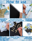 Graduation Cap Decorations Kit Include Assorted Flowers 3D Butterfly Stickers Glitter Rhinestones Alphabet Letter Number Stickers for DIY Grad Cap 2024 Graduation Party Supplies (Blue Flower)
