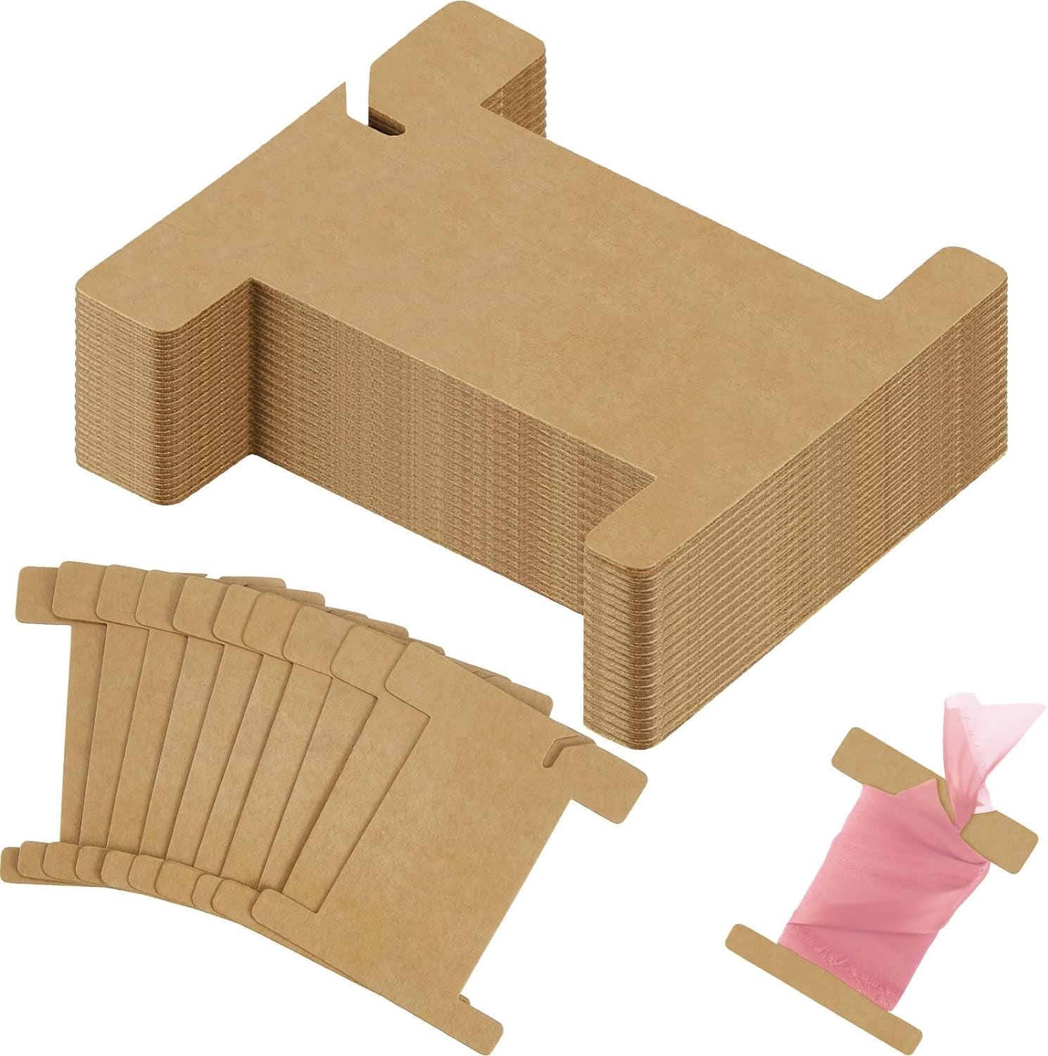 Ribbon Organizer Set Cardboard Ribbon Spools Embroidery Floss Ribbon Holder Ribbon Organizer Embroidery Thread Holder Empty Cardboard Yarn Bobbin for Cross Stitch Craft DIY Sewing (200 Pcs)