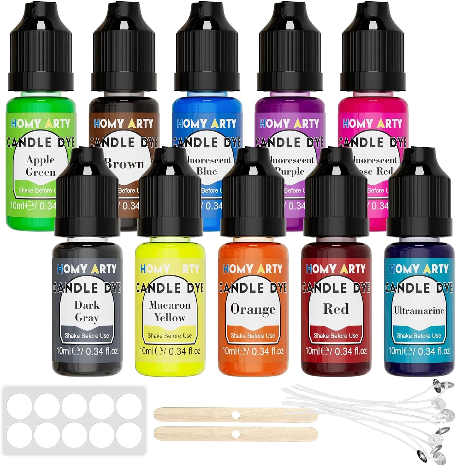 Candle Dye - 32 Colors Candle Wax Dye, Highly Concentrated Candle Color Dye, Oil-Based Liquid Candle Dye for Soy Wax, Candle Making - 5Ml Each