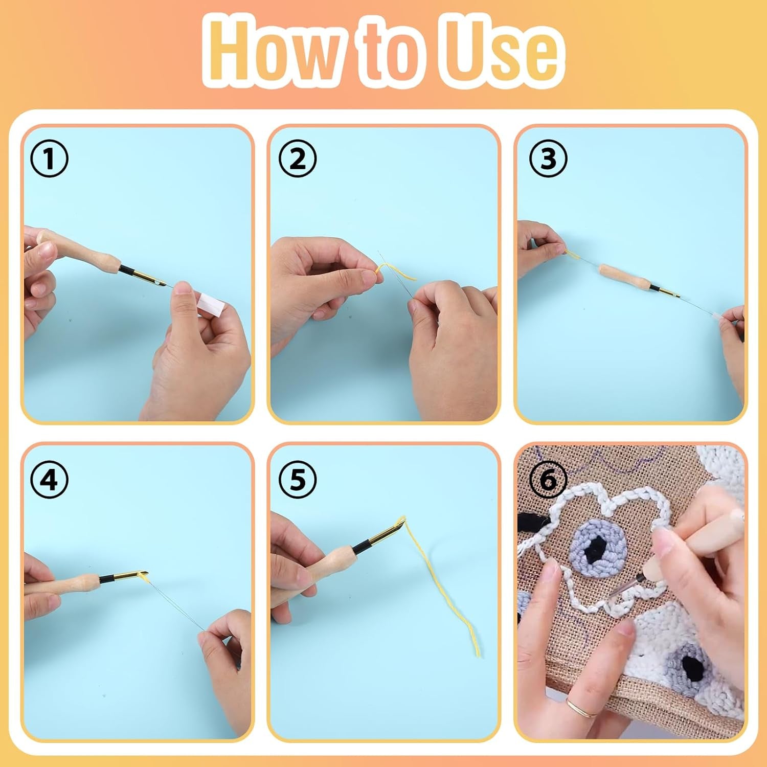 35 Pcs Punch Needle Kit, Punch Needle Tool Adjustable Punch Needle Embroidery Kits Include Wooden Handle Embroidery Pen Set, Big Eye Needles, Punch Needle Cloth - Stocking Stuffers for Adults Beginne