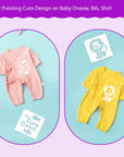 30 Pieces Baby Shower Stencils for Painting, 5 Inch Cute Onesie Stencil Reusable Mixed Phrase Painting Stencils, Small Animals Template for Painting Bodysuit Shirts Shoes Bibs Clothes