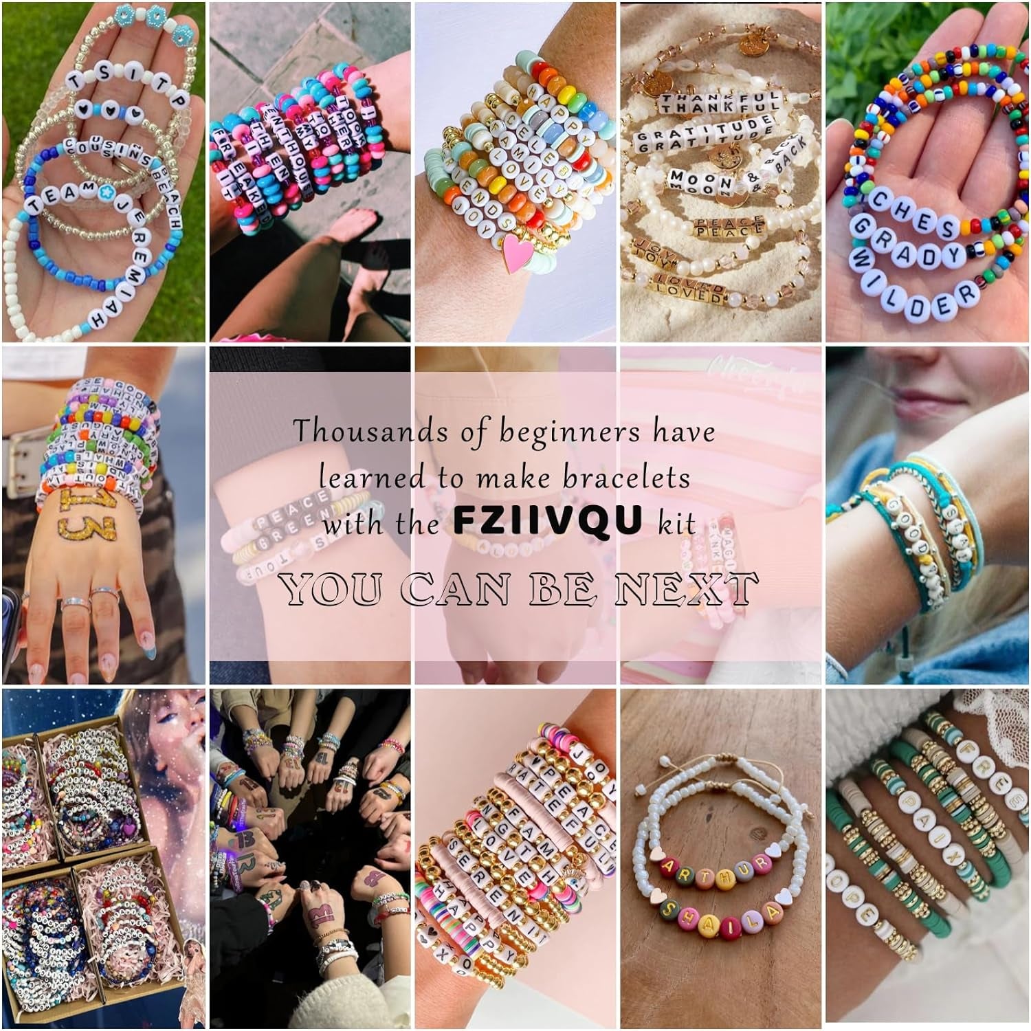 1400Pcs 6 Colors 4X7Mm Letter Beads for Bracelets Making Kit Alphabet Beads for Jewelry Making with Number Heart Beads Friendship Bracelet Kit