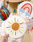 5 Set Embroidery Kit for Beginners Boho Rainbow Cross Stitch with Patterns Embroidery Hoops Instructions Embroidery Floss Needlepoint Kits DIY Adult Beginner Cross Stitch Crafts