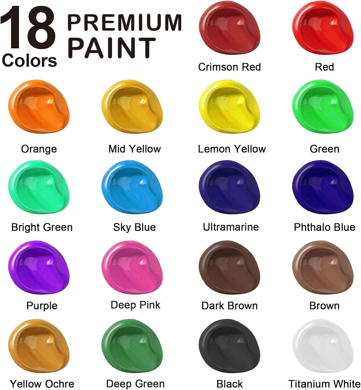 Acrylic Paint, 18 Colors Acrylic Paint Pouches (120Ml/4.06Oz), Artist Grade Acrylic Paint Set, Rich Pigments, Non-Toxic for Artists, Beginners and Kids on Rocks Crafts Canvas Wood Ceramic