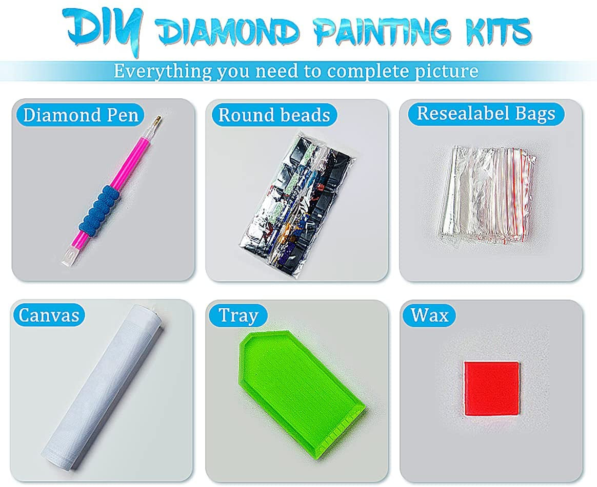 6 Pack Diamond Painting Kits - 5D Diamond Art Kits Full Drill Diamond Painting Kits for Adults Kids Beginners, DIY Butterfly Hummingbird Flowers Diamond Painting Packs Home Wall Decor 11.8X15.7Inch