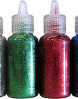 BAZIC 6 Color Glitter Glue Set 20 Milliliter Bottles - Classic Colors - Green, Gold, Red, Silver, Blue, and Purple