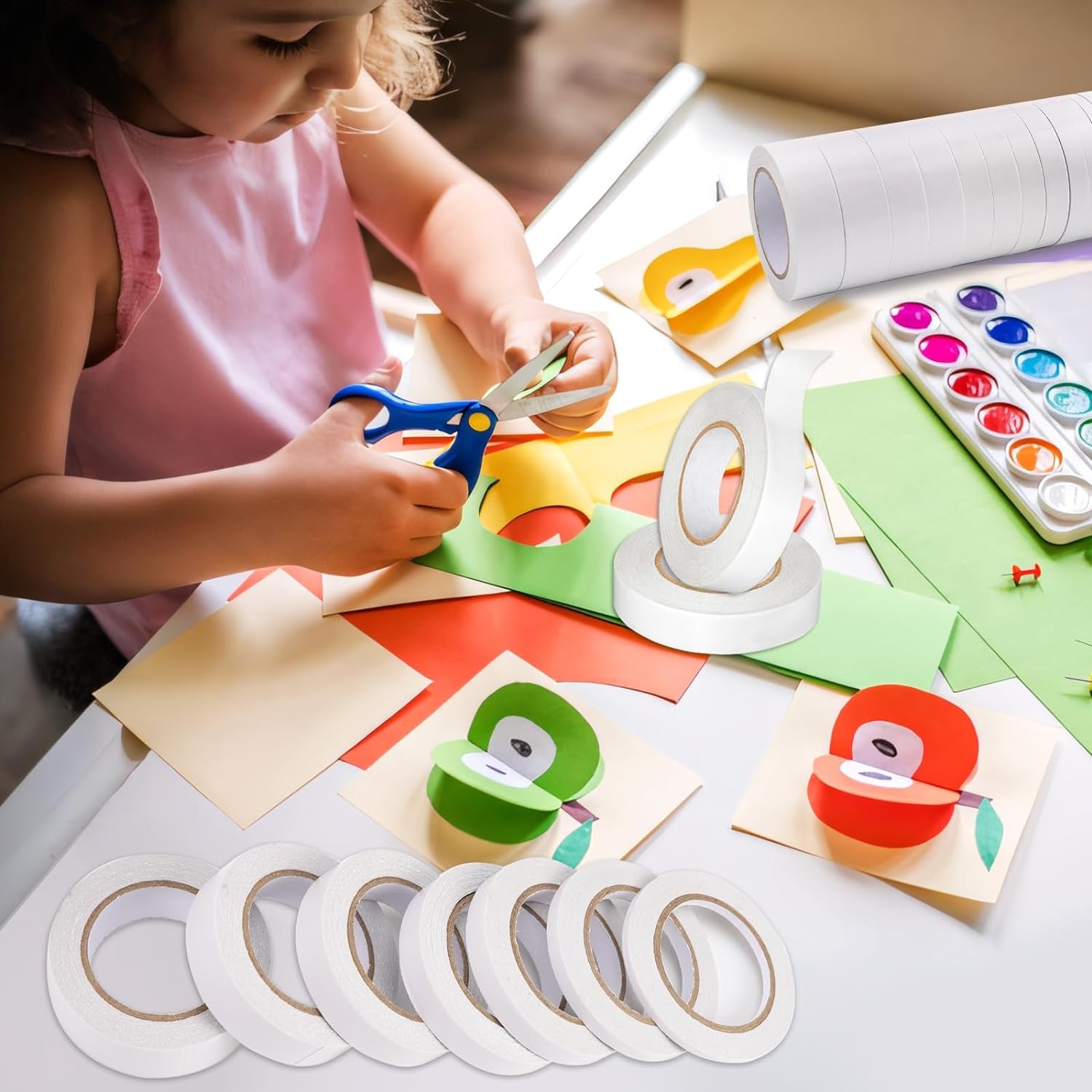 14 Rolls Double Sided Tape for Crafts Scrapbooking Multi-Purpose and Multi-Size Tape for Arts, Photography, Gift Boxes, Card Making, Paper Backing, Office Supplies(3Mm/5Mm/8Mm/10Mm/12Mm/15Mm/18Mm)