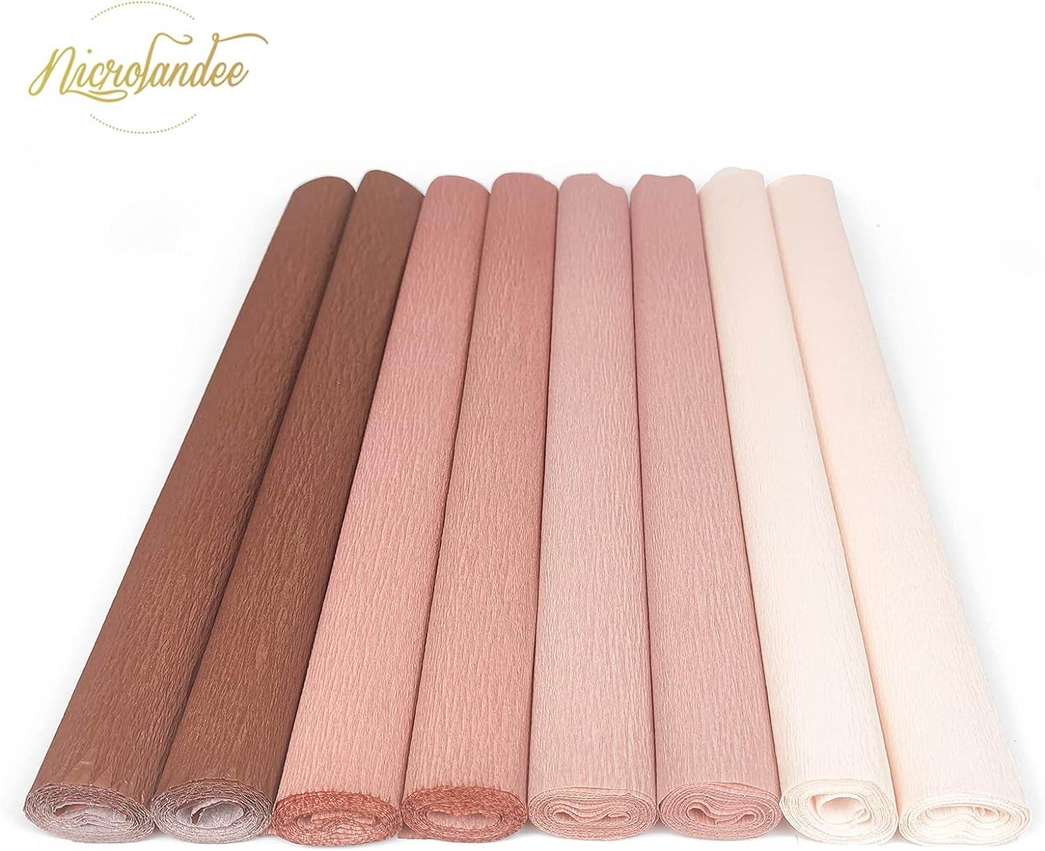 8 Rolls Rose Gold Premium Crepe Paper Rolls for DIY Gift Wrapping Paper Crafts Birthday Wedding Holiday Paper Flower, 20 Inches Wide by 6.56 Ft Long, 4 Colors