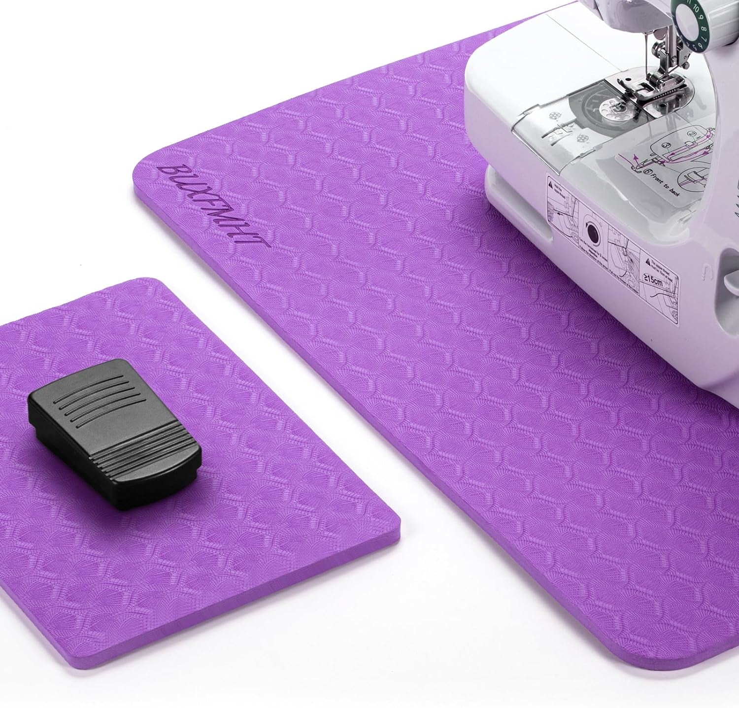 Sewing Mat Set, Sewing Machine Muffling Mat, Reduce Sewing Machine & Pedal Vibrations, Movement and Slipping, Sewing Machine and Sergers Accessory (2-Piece Set) (Purple)