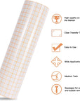 Transfer Tape for Vinyl - 12" X 70 FT W/Orange Alignment Grid for Adhesive Vinyl - Medium Tack Vinyl Transfer Tape for Cricut, Silhouette Cameo, Decals, Signs, Windows and Stickers