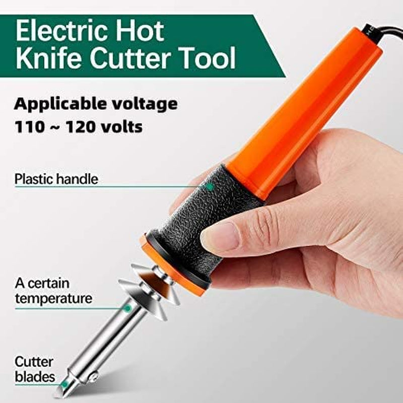 22 Pieces Electric Hot Knife Cutter Tool Kit Include Hot Knife Plastic Cutter with Multipurpose 16 Blades 4 Blade Holders Metal Stand Hot Knife Foam Cutter for Soft Thin Plastic Foam Stencils