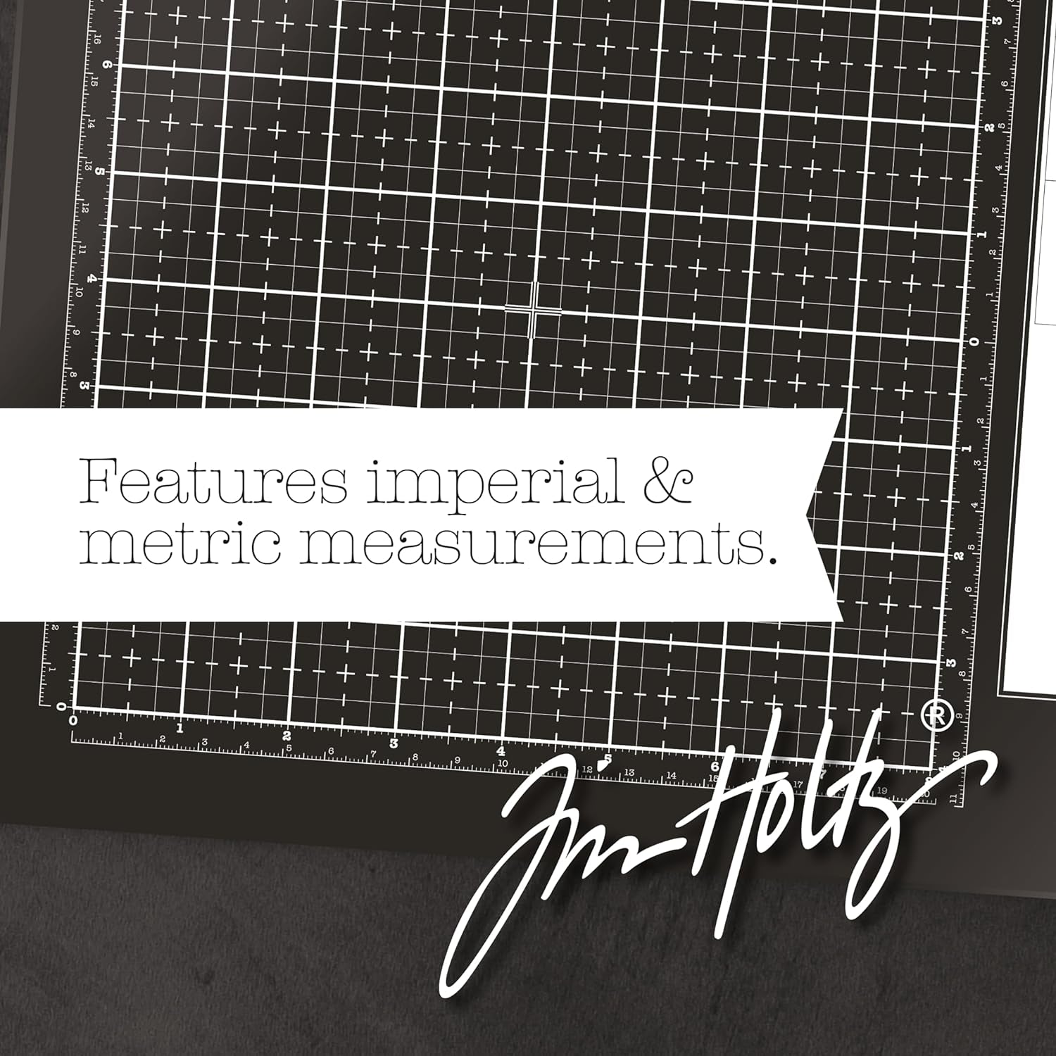 Tim Holtz Travel Glass Cutting Mat - Portable Work Surface with 8X8 Measuring Grid and Palette for Mixed Media - Art Supplies with Carry Case