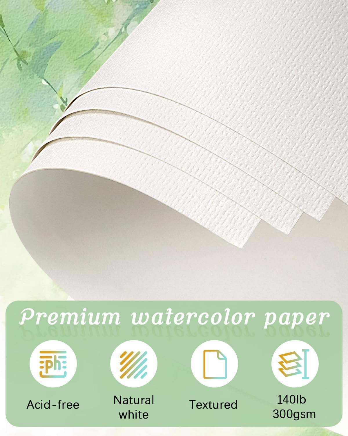 Watercolor Paper 9X12 Inches - 70 Sheets Bulk Pack, 140LB/300GSM Cold Press - Versatile Medium for Drawing, Watercolor, and Mixed Media Artistry
