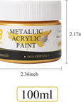 Metallic Gold Acrylic Paint, 100Ml Gold Paint, Gold Leaf Paint for Metal, Wood, Headstone, Painting, Non Toxic Non Fading