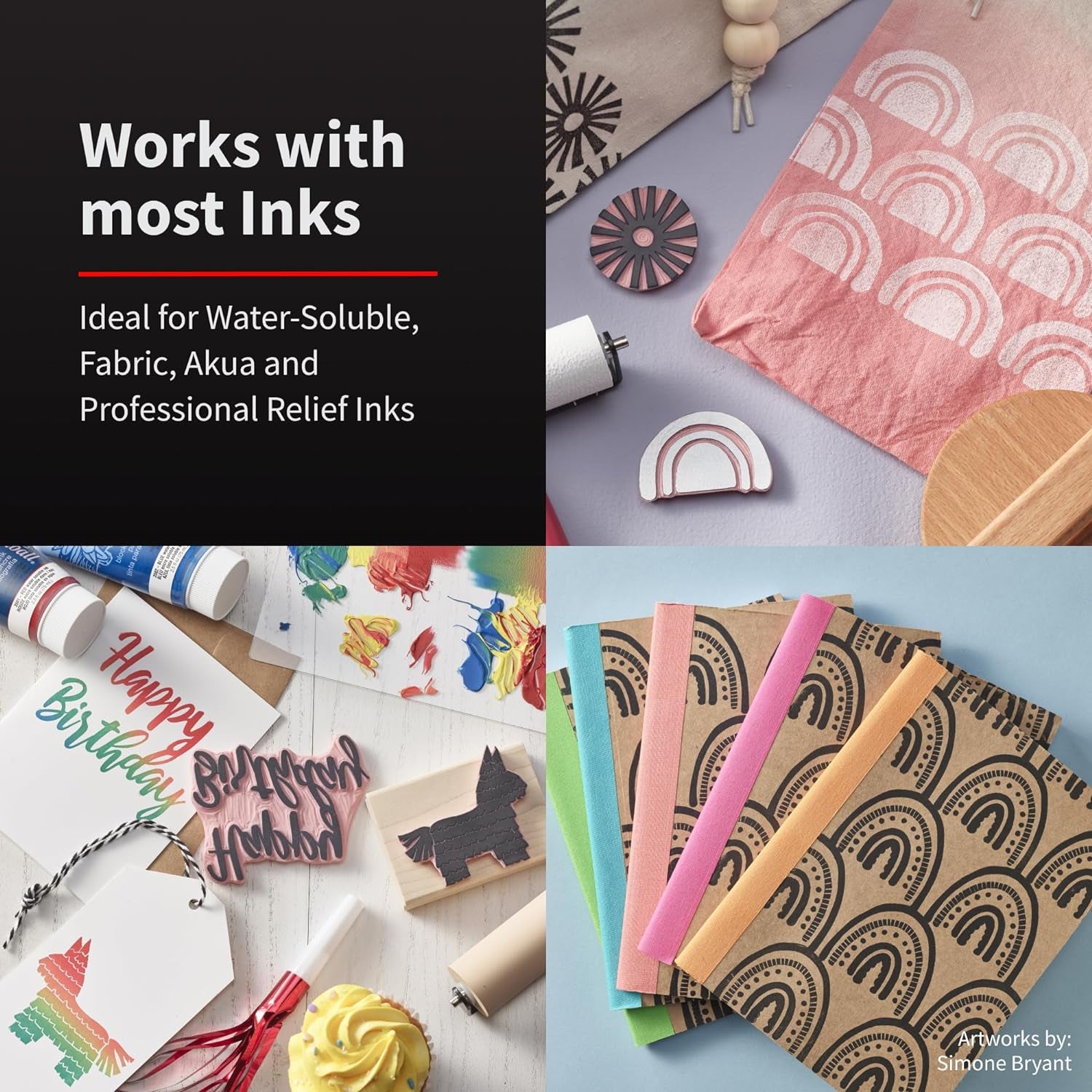 Pop-In Soft Rubber Brayer, 4" – Roller Tool for Crafting and Block Printing, Vinyl, Comfort Grip Handle