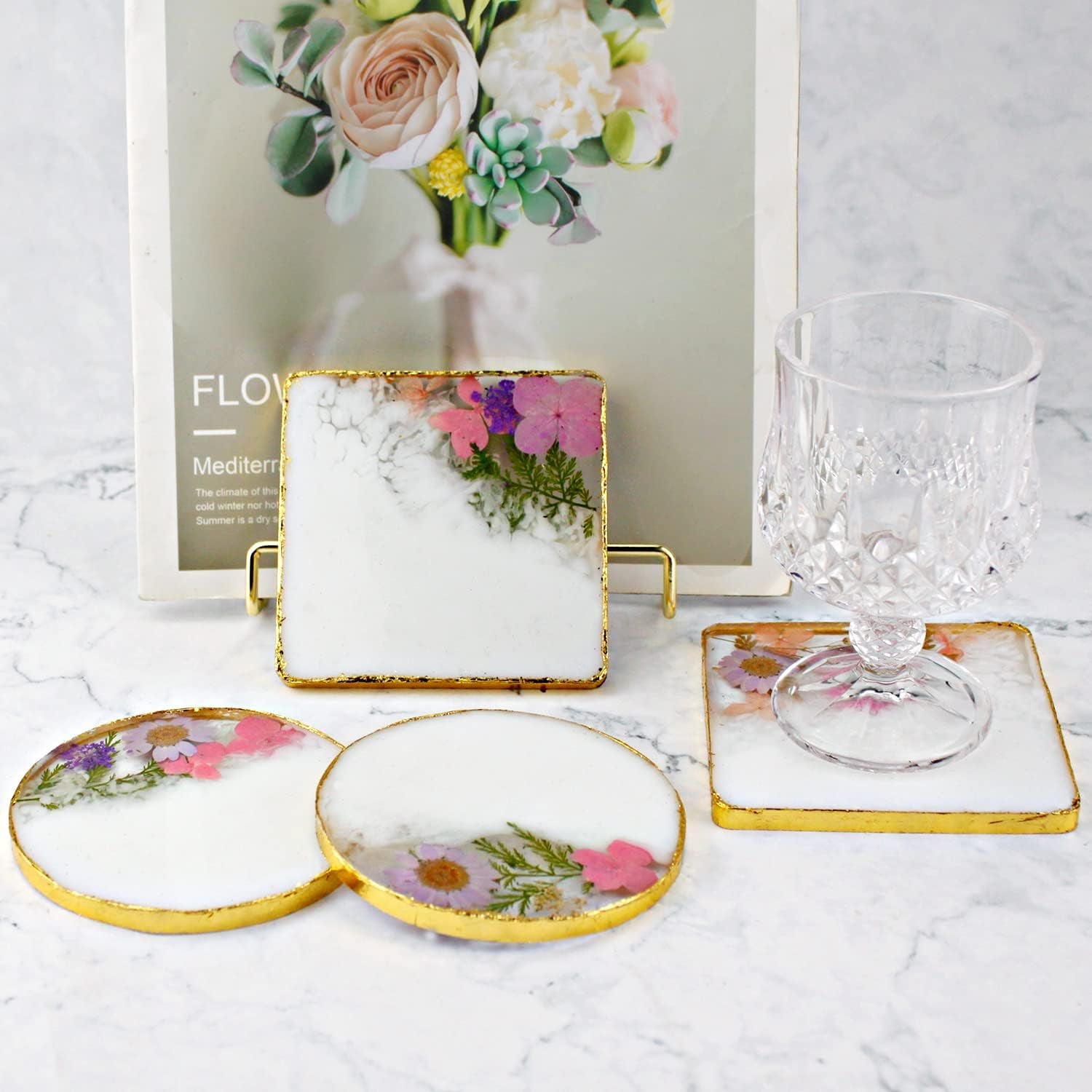 8 Pack Thick 4 Inches Resin Coaster Molds Set, 4 Pack round Coaster Silicone Molds + 4 Pack Square Coaster Resin Mold, Coaster Molds for Resin Casting