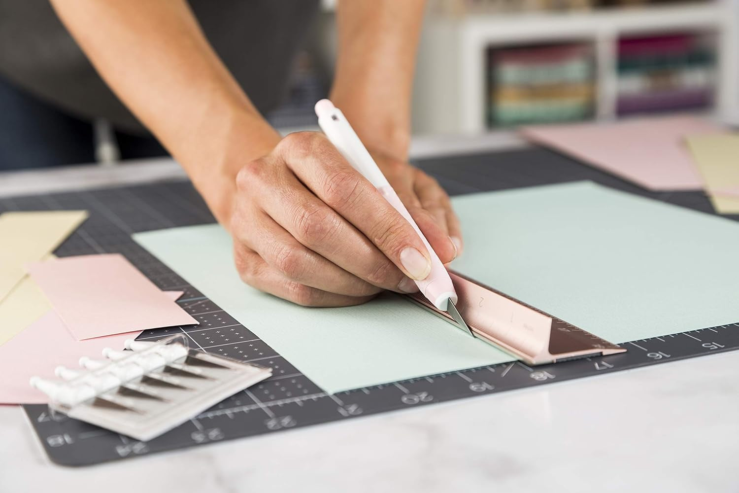 Truecontrol Knife Kit - for Use as a Precision Knife, Craft Knife, Carving Knife and Hobby Knife - for Art, Scrapbooking, Stencils, and DIY Projects - Comes with 5 Spare Blades - [Rose]