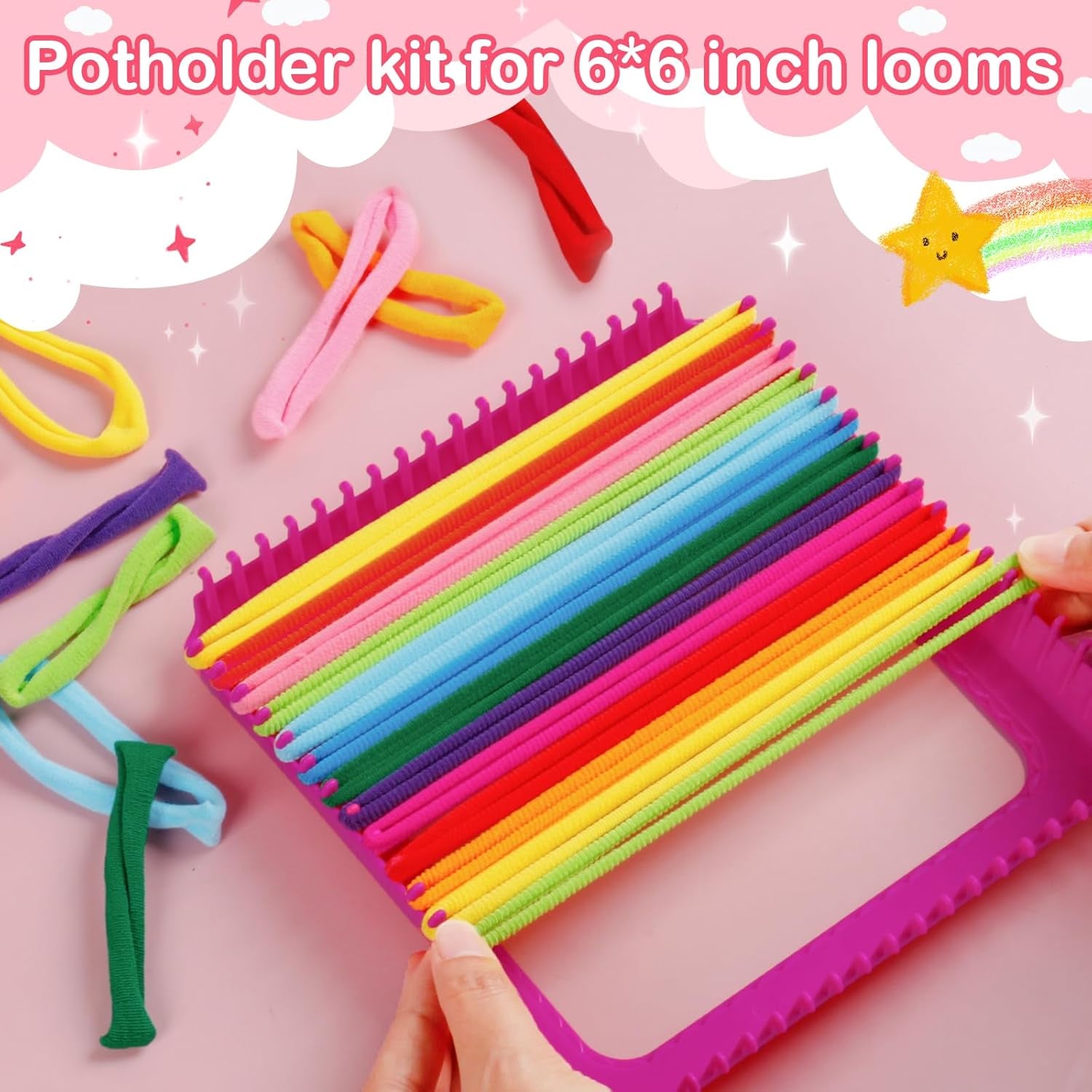 800 PCS Loom Loops Colorful Weaving Loom Loops Potholder Muti-Colored Loops Elastic Weaving Loops Craft Flexible Loom DIY Kit Colorful Weaving Crafts for Kids Adults DIY Crafts Supplies