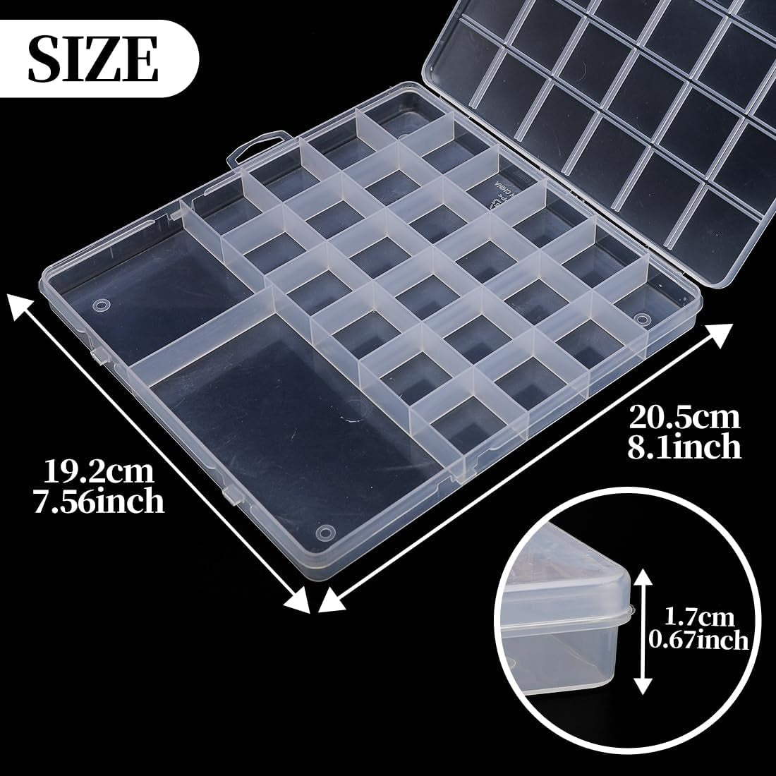 26 Grids Bead Organizer Box (1.7Cm Thick), Arts DIY Crafts Jewelry Organizers and Storage Box, Dividers Plastic Bead Storage Box, Craft Storage for Beads, Jewelry, Small Charms.