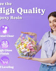 80Oz Crystal Clear Casting Resin Kit,Bubbles Free Epoxy Resin Supplies,Clear Resin for Craft,Tumblers,Molds,Jewelry,Resin and Hardener with 6 Mica Powders,Large Silicone Cup
