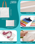 30 Pack Sublimation Blanks Tote Bags, Reusable Grocery Bags DIY Heat Transfer Canvas Tote Bags Cosmetic Makeup Bags Shopping Bags with Customized Color for DIY, Advertising, Christmas Craft