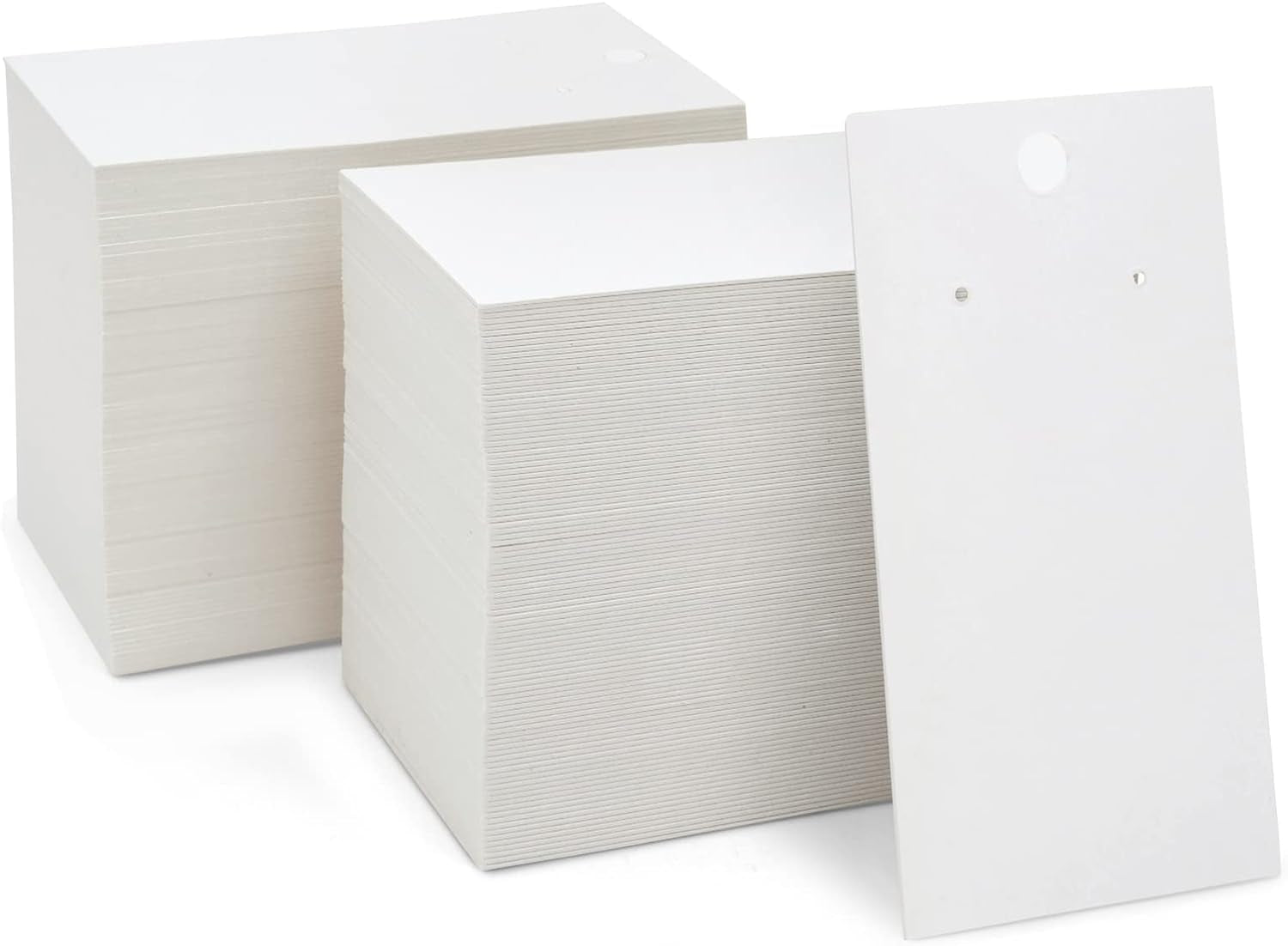 White Earring Display Cards, 200-Pack Hanging Earring Cards for Selling, Packaging, Storage, 500 GSM Thick and Sturdy Paper Material, Jewelry Holders (3.5X2 In)