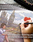 Modern Art Adult Coloring Book for Stress Relief, 50 Drawings Inspired by Famous Paintings, Smooth and Thick Paper, Spiral Binding, USA Printed, Lay Flat Hardback Book Cover, Ink Blotter Paper