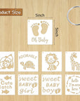 30 Pieces Baby Shower Stencils for Painting, 5 Inch Cute Onesie Stencil Reusable Mixed Phrase Painting Stencils, Small Animals Template for Painting Bodysuit Shirts Shoes Bibs Clothes