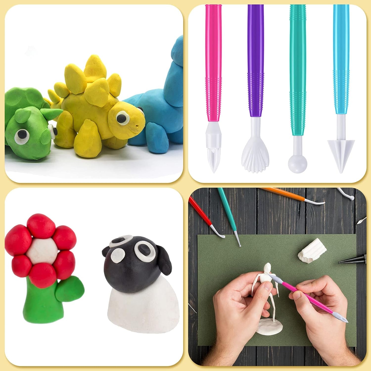 Plastic Clay Tools Clay Sculpting Tools Modeling Clay Tools Double Head Ceramic Pottery Tool Kit Cook Decorating Tools for Crafts DIY Shaping and Sculpting, Assorted Colors(20 Pieces)