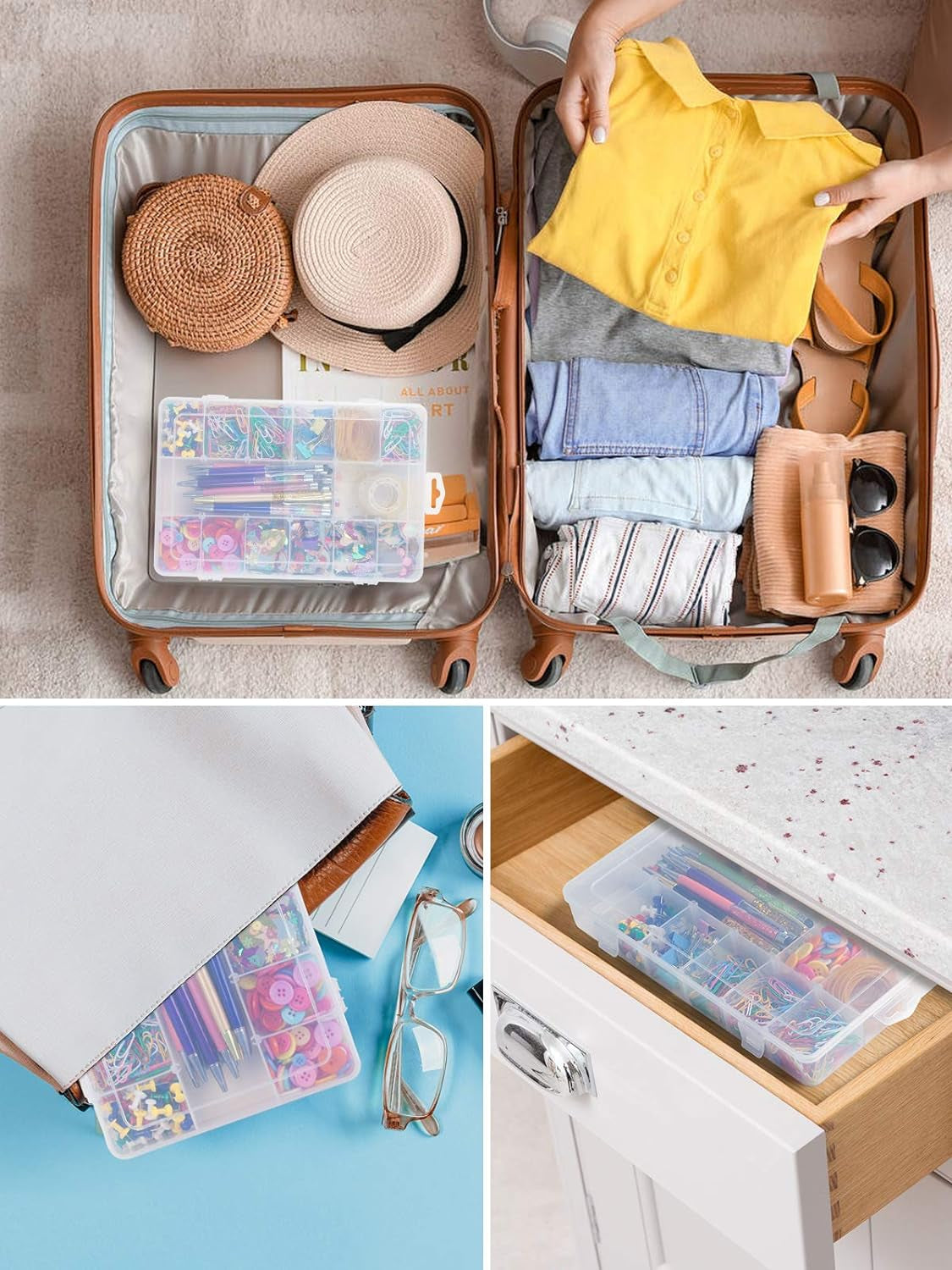 18 Grids Large Plastic Compartment Container, Bead Storage Organizer Box Case with Adjustable Removable Dividers for Jewelry Craft Tackles Tools, Size 11.7 X 7.7 X 1.7 In, White