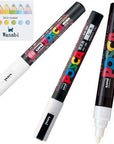 3 Kinds of  Posca 【White】Paint Marker Pen Extra Fine 0.7Mm / Fine Point 0.9-1.3Mm / Medium Point 1.8-2.5Mm & Our Shop Sticky Note / VALUE SET!!!