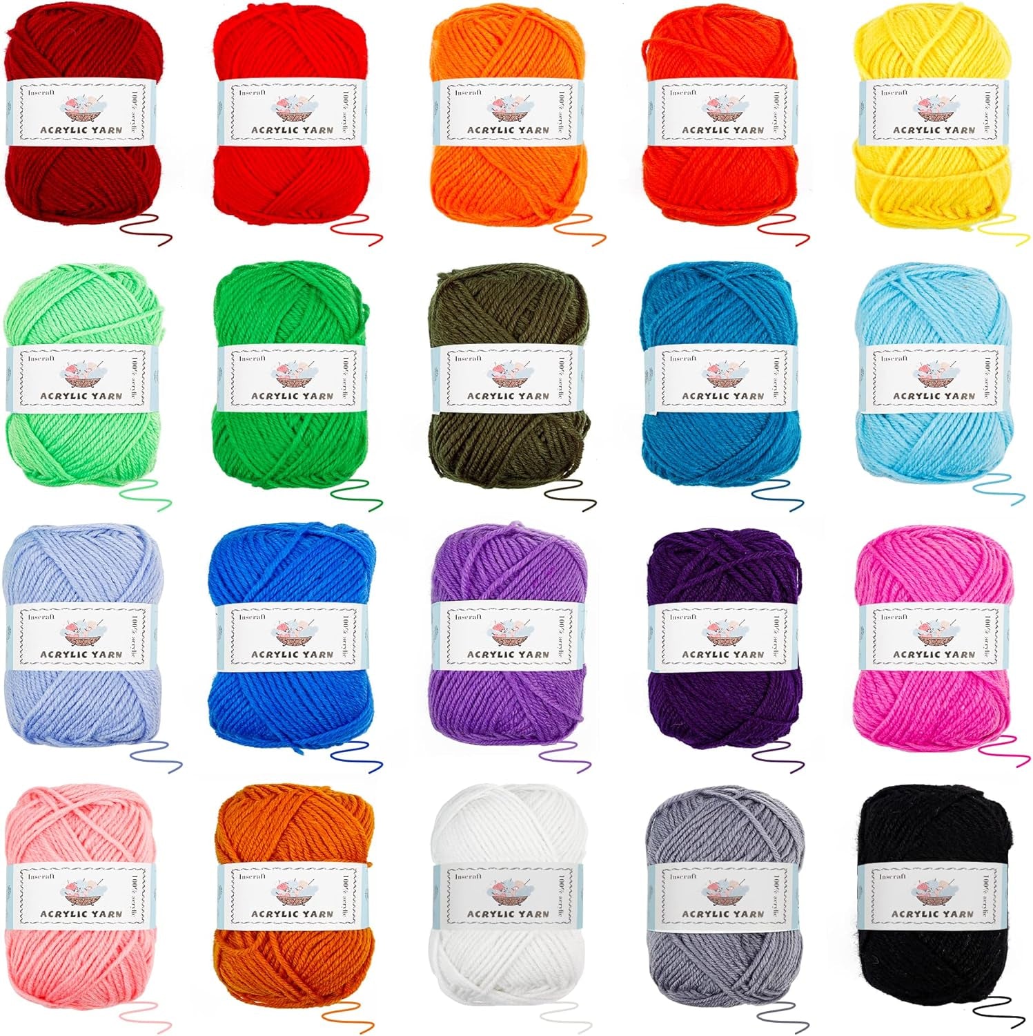 20 Large Acrylic Yarn Skeins-105 PCS Crochet Kit with Hooks Yarn Set, Premium Bundle Includes 2000 Yards Yarn Balls, Needles, Accessories, Ideal Starter Pack for Kids Adults Beginner Professionals