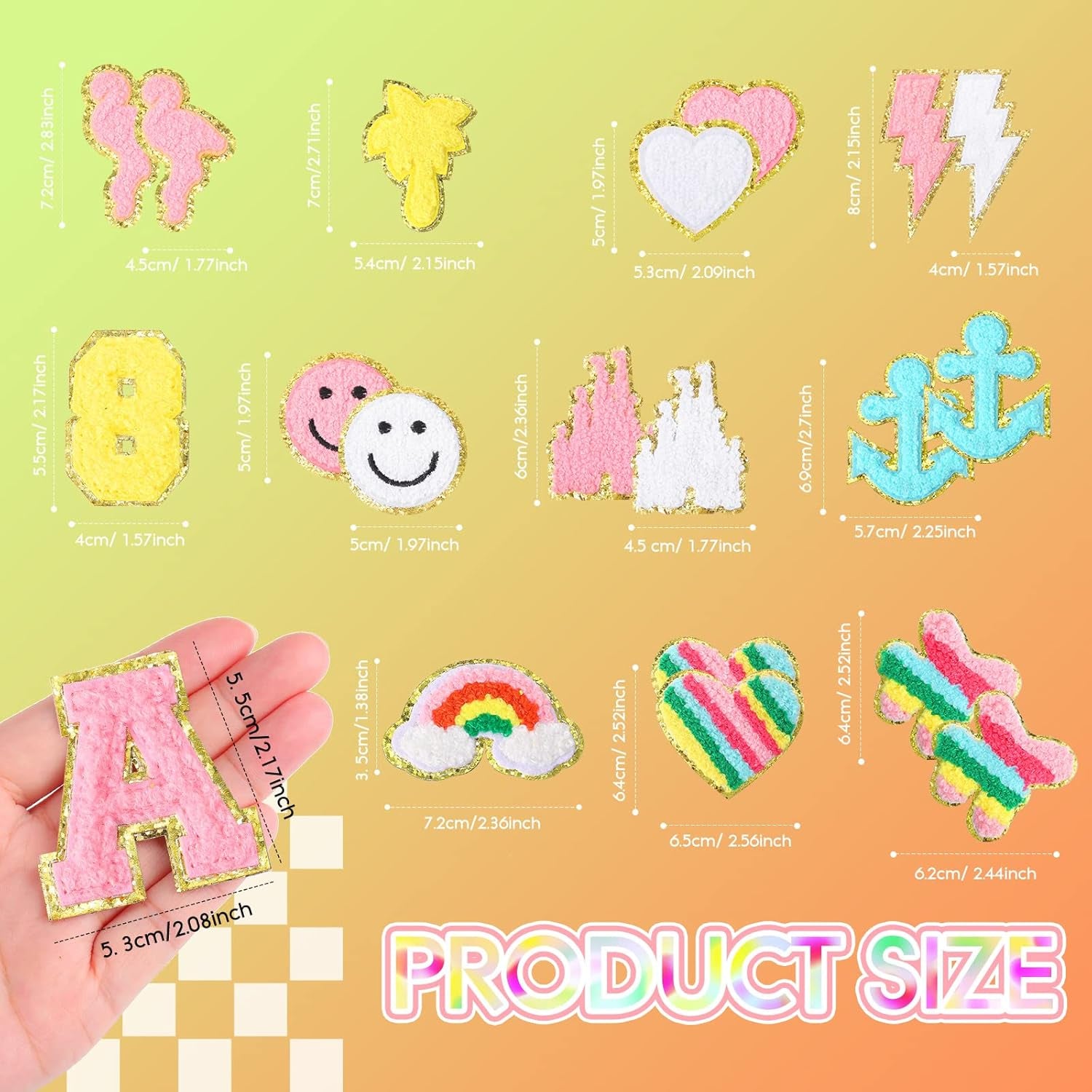 76 Piece Self Adhesive Chenille Letters Patches Cute Chenille Embroidered Patches Letter Patches Number Patches Sticker for DIY Jackets Clothing Patches Mobile Phone Backpacks Hat (Colorful, Classic)