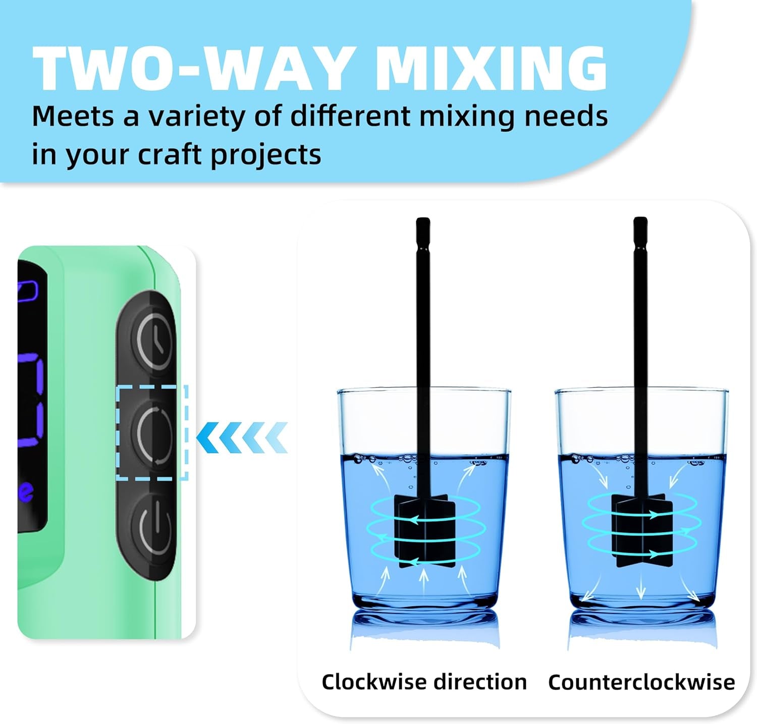 Epoxy Resin Mixer, Rechargeable Handheld Mixer, Epoxy Mixer for Resin with 4PCS Mixing Paddles,Resin Mixer Electric for Epoxy Resin, Silicone, Paint Mixing, DIY Crafts,Epoxy Stirrer(Light Green)