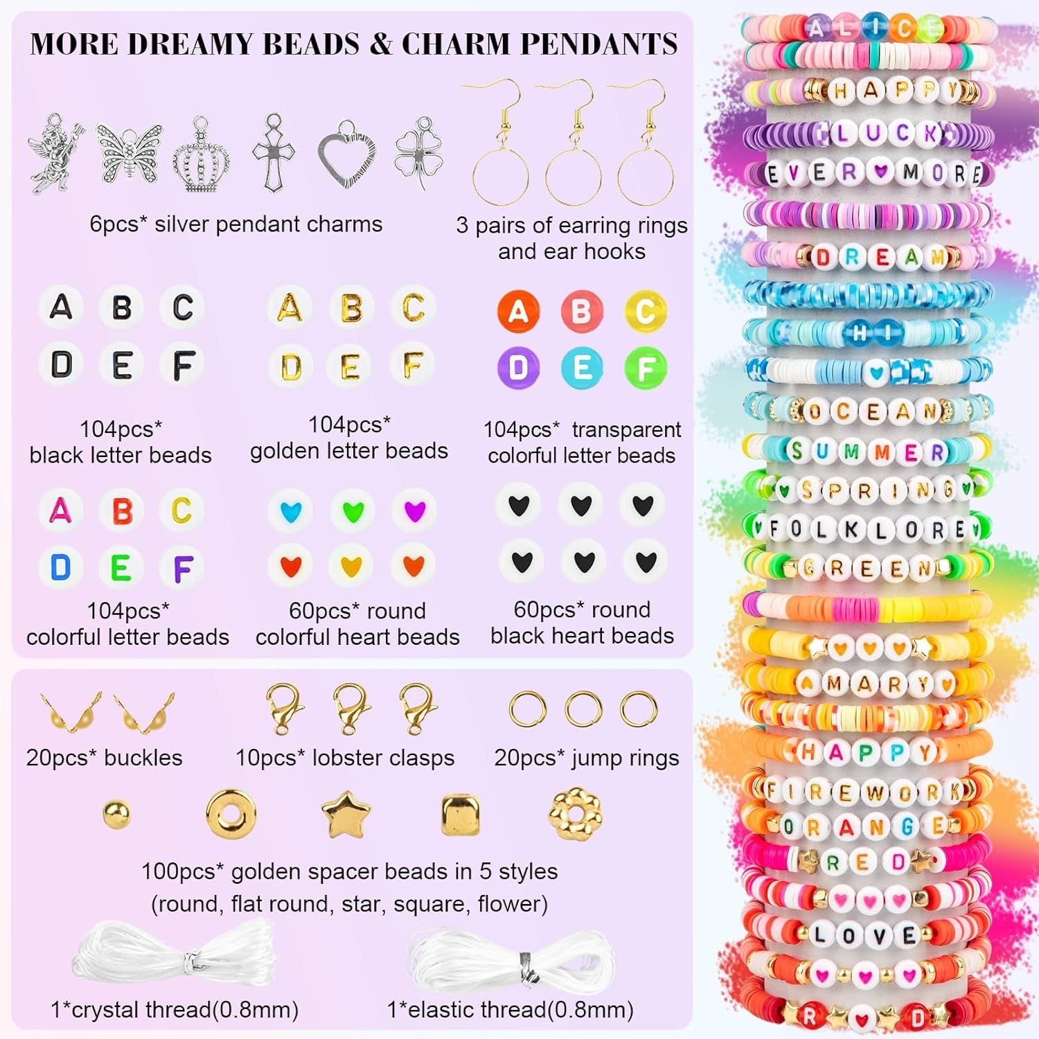 21100 Pcs Clay Beads Bracelet Making Kit, 120 Colors 6 Boxes Flat Heishi Friendship Bracelet Kit with Letter Beads, Accessories Gift for Girls, SKU-041-1-A