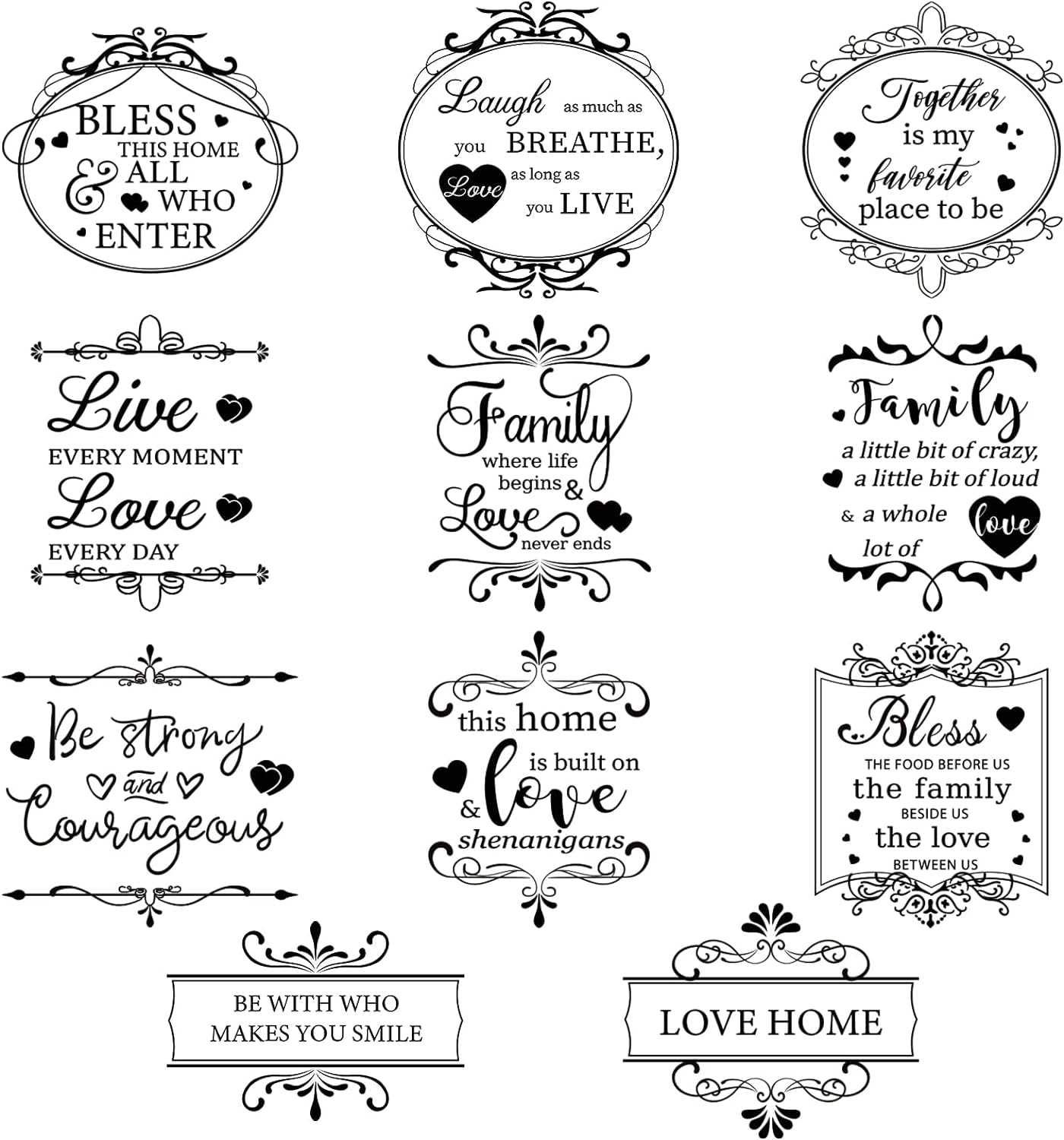 11 Sheets Vintage Word Rub on Transfers for Furniture and Crafts Black Warm Letters Rub on Transfer Furniture Stickers Decals for School Home Office DIY Art Craft Decor, 5.5 X 5.5 Inch