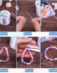 Stretchy String for Bracelets,  Elastic String Jewelry Bead Cord with 2Pcs Large Eye Beading Needles for Seed Beads, Pony Beads, Bracelets and Jewelry Making White