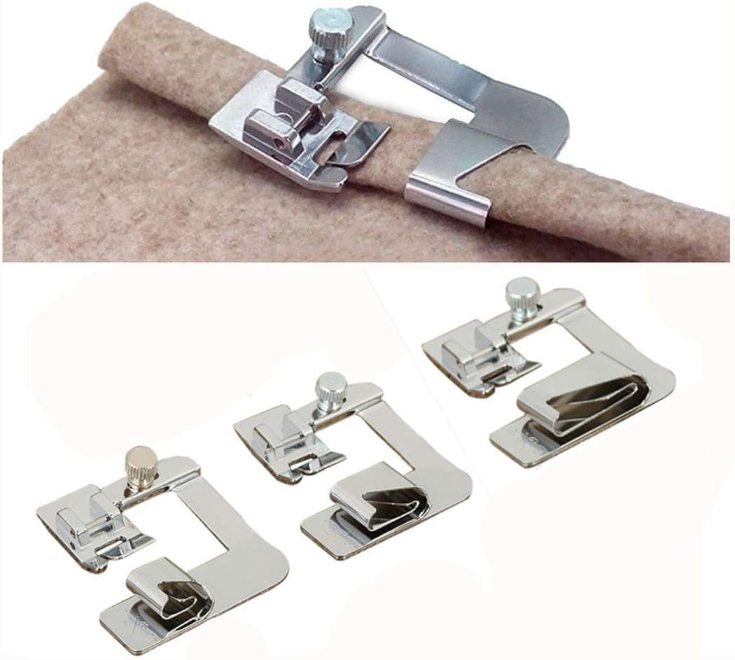 3 Sizes Wide Rolled Hem Pressure Foot Sewing Machine Presser Foot Hemmer Foot Set 1/2 Inch, 3/4 Inch, 1 Inch Low Shank Sewing Machine Presser Foot for Brother Singer