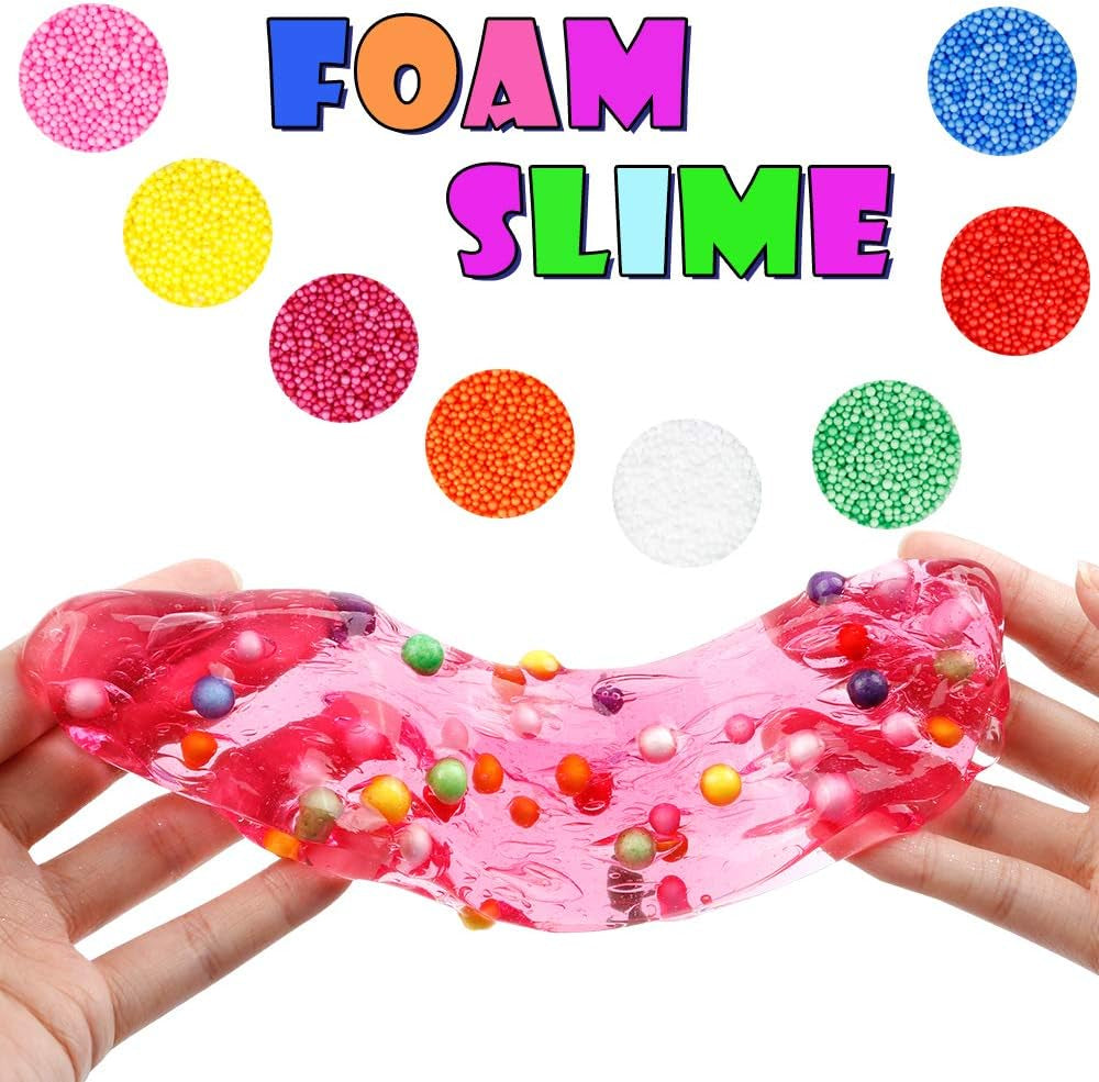 Slime Supplies Kit, 205 Pack Add Ins Slime Kit for Kids Girls Slime Making, Including Foam Balls, Glitter, Fishbowl Beads, Charms, Clear Containers by