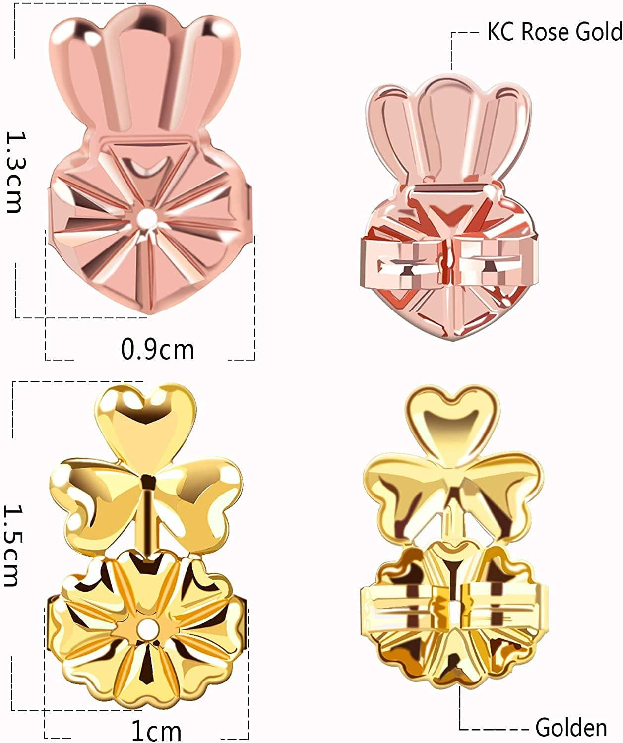 9 Pairs Earring Lifters with 30 Pieces Bullet Clutch Earring Backs, Earring Backs for Droopy Ears, Adjustable Hypoallergenic Sliver Safety Magic Earring Backs for Heavy Drooping Earring
