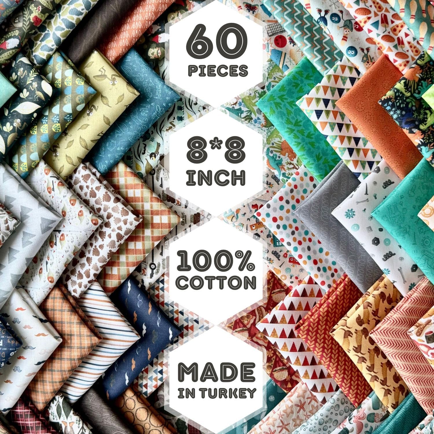 100% Cotton 50 PCS 8 X 8 Inches (20Cm X 20Cm) Softnes Cotton Fabric Bundle Squares for Quilting Sewing Fabric Squares for Craft Patchwork Fabric Set Turkish Quality (50 Solid Color Fabric Set)