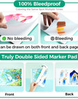 Double Sided Marker Pad Art Sketchbook Bleedproof - 9"X12" Large Paper Size - 90LB/150GSM Smooth Drawing Paper - 60 Sheets/120 Pages, Glue-Bound Sketching Book for Alcohol Markers Christmas Gift